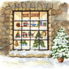 christmas toy shop cartoon